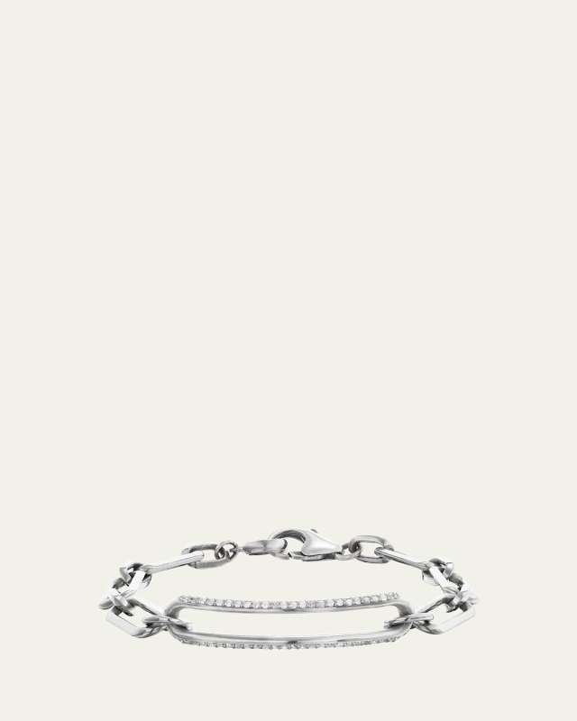 Pave Diamond Open ID Tag Chain Bracelet